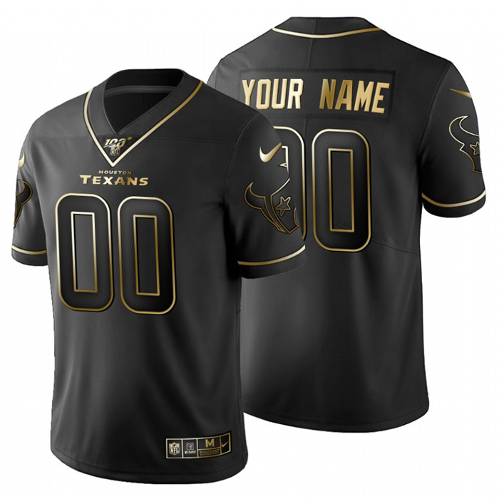 Houston Texans Custom Men's Nike Black Golden Limited NFL 100 Jersey Houston Texans Custom Men's Nike Black Golden Limited NFL 100 Jersey