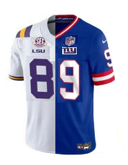 Men's LSU Giants Split White Blue Color Rush Vapor Limited Stitched Football Jersey