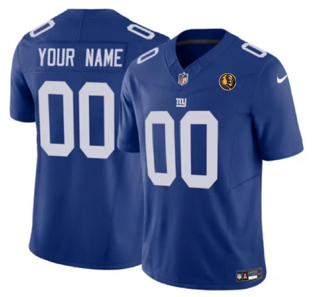 Men's New York Giants Active Player Custom Blue 2023 F.U.S.E. With John Madden Patch Vapor Limited Stitched Football Jersey Men's New York Giants Active Player Custom Blue 2023 F.U.S.E. With John Madden Patch Vapor Limited Stitched Football Jersey