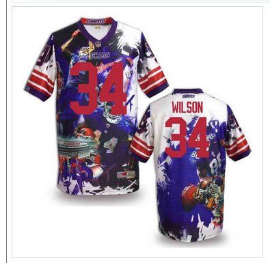New York Giants #34 Wilson Stitched NFL Elite Fanatical Version Jersey (3) New York Giants #34 Wilson Stitched NFL Elite Fanatical Version Jersey (3)