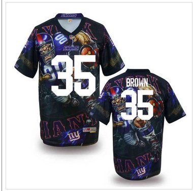 New York Giants #35 Brown Stitched NFL Elite Fanatical Version Jersey (1)