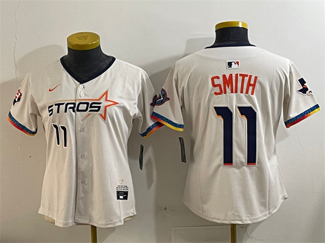 Youth Houston Astros #11 Cam Smith Cream 2025 City Connect With Texas Patch Limited Stitched Baseball Jersey Youth Houston Astros #11 Cam Smith Cream 2025 City Connect With Texas Patch Limited Stitched Baseball Jersey