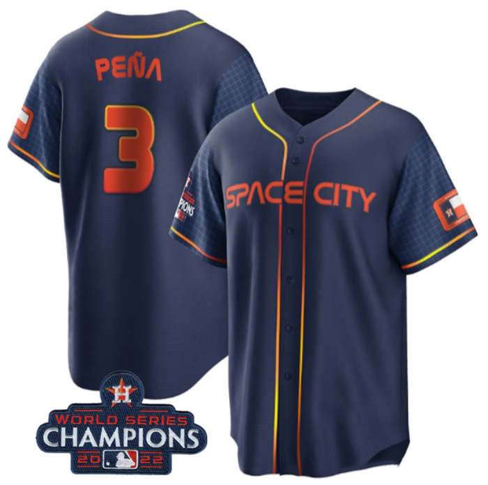 Youth Houston Astros #3 Jeremy Pe?a Navy 2022 World Series Champions City Connect Stitched BaseballJersey Youth Houston Astros #3 Jeremy Pe?a Navy 2022 World Series Champions City Connect Stitched BaseballJersey