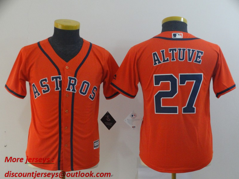 Youth Astros 27 Jose Altuve Orange Youth Cool Base Jersey Youth Astros 27 Jose Altuve Orange Youth Cool Base Jersey