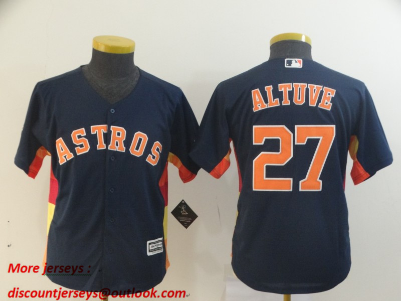 Youth Astros 27 Jose Altuve Navy Youth Cool Base Jersey Youth Astros 27 Jose Altuve Navy Youth Cool Base Jersey