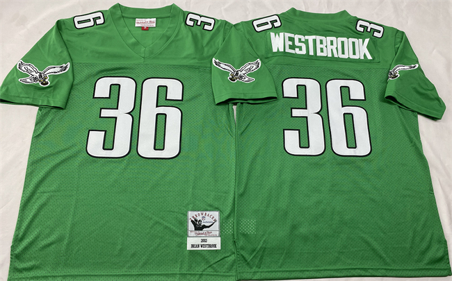 Men's Philadelphia Eagles #36 Brian Westbrook Kelly Green Throwback Stitched Football Jersey Men's Philadelphia Eagles #36 Brian Westbrook Kelly Green Throwback Stitched Football Jersey