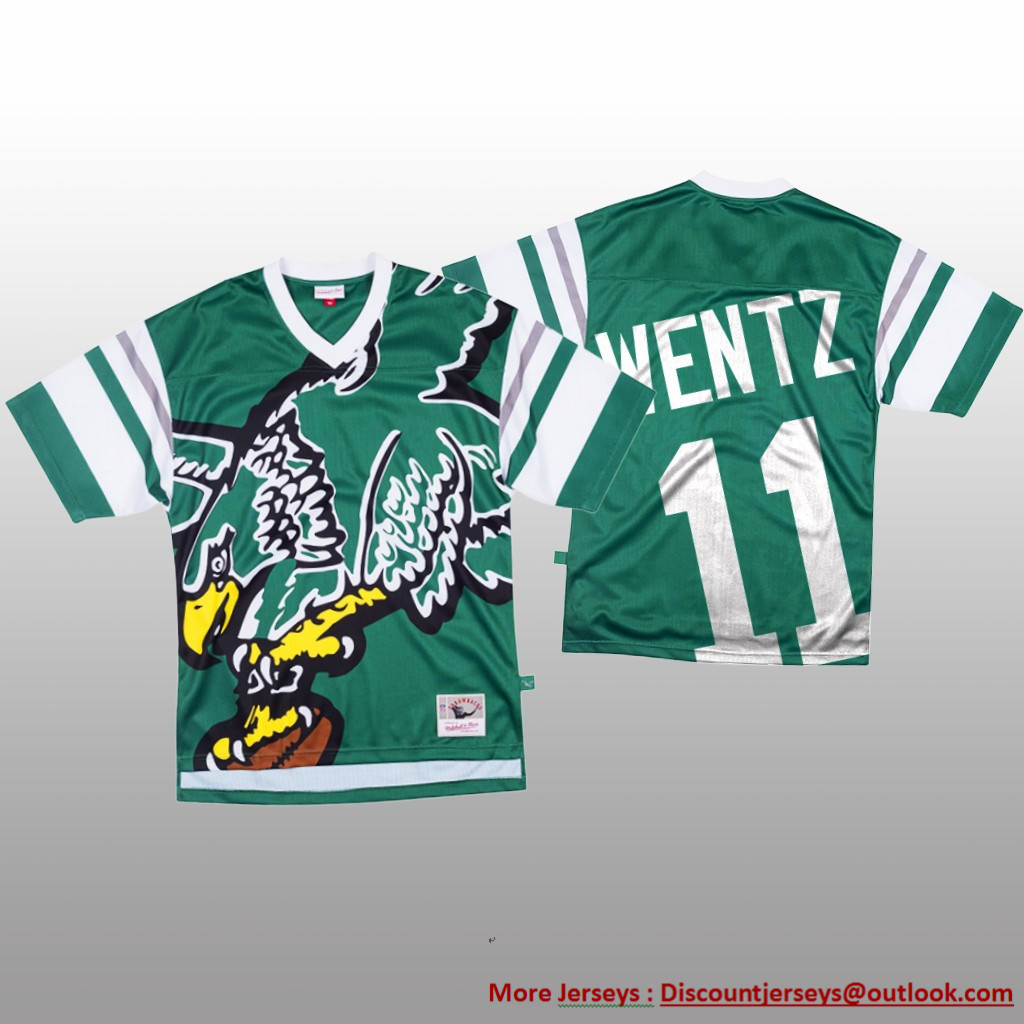 NFL Philadelphia Eagles #11 Carson Wentz Green Men's Mitchell & Nell Big Face Fashion Limited NFL Jersey