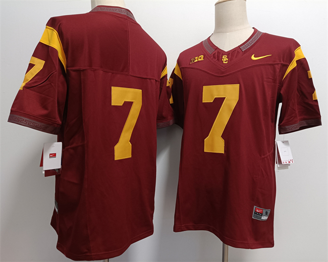 Men's USC Trojans #7 Miller Moss 2023 F.U.S.E. Red No Name Stitched Jersey Men's USC Trojans #7 Miller Moss 2023 F.U.S.E. Red No Name Stitched Jersey