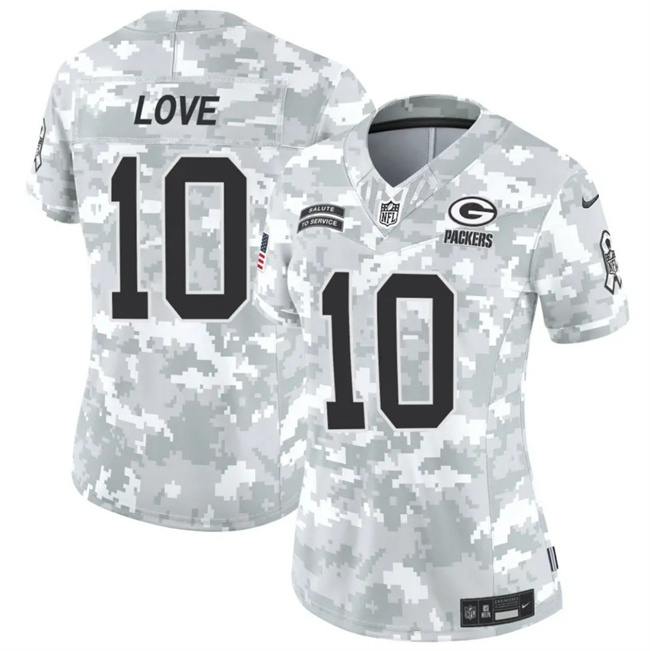 Women's Green Bay Packers #10 Jordan Love 2024 F.U.S.E Arctic Camo Salute To Service Limited Stitched Football Jersey(Run Small) Women's Green Bay Packers #10 Jordan Love 2024 F.U.S.E Arctic Camo Salute To Service Limited Stitched Football Jersey(Run Small)