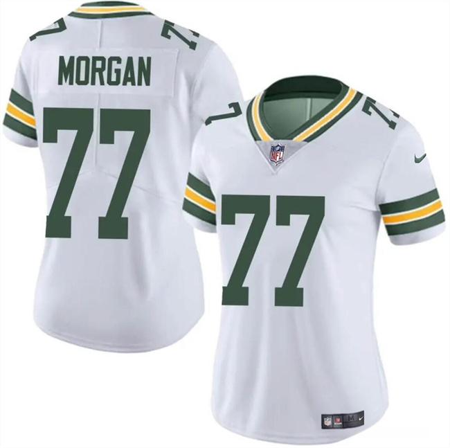 Women's Green Bay Packers #77 Jordan Morgan White 2024 Draft Vapor Untouchable Limited Stitched Jersey(Run Small) Women's Green Bay Packers #77 Jordan Morgan White 2024 Draft Vapor Untouchable Limited Stitched Jersey(Run Small)