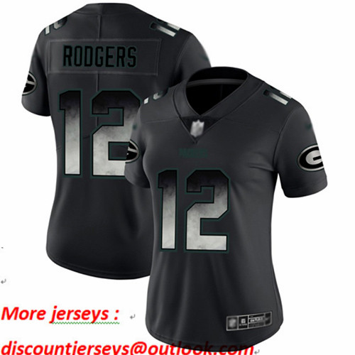 Packers #12 Aaron Rodgers Black Women's Stitched Football Vapor Untouchable Limited Smoke Fashion Jersey Packers #12 Aaron Rodgers Black Women's Stitched Football Vapor Untouchable Limited Smoke Fashion Jersey