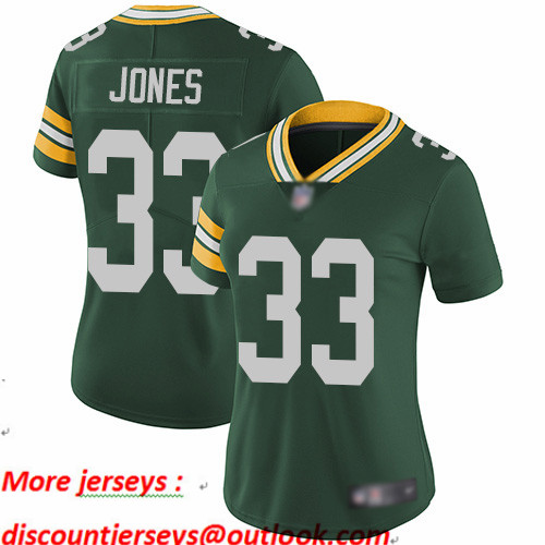 Packers #33 Aaron Jones Green Team Color Women's Stitched Football Vapor Untouchable Limited Jersey