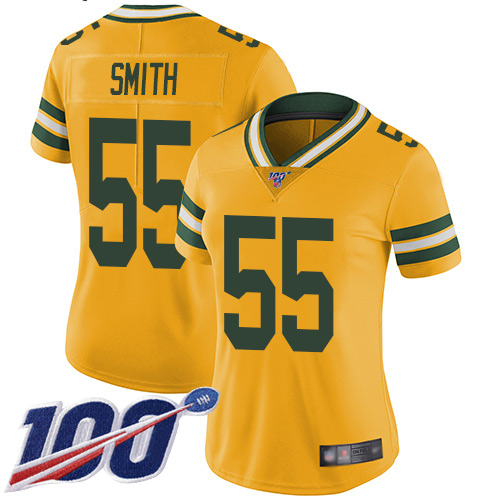 Packers #55 Za'Darius Smith Yellow Women's Stitched Football Limited Rush 100th Season Jersey Packers #55 Za'Darius Smith Yellow Women's Stitched Football Limited Rush 100th Season Jersey