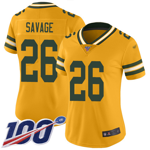 Packers #26 Darnell Savage Gold Women's Stitched Football Limited Inverted Legend 100th Season Jersey Packers #26 Darnell Savage Gold Women's Stitched Football Limited Inverted Legend 100th Season Jersey