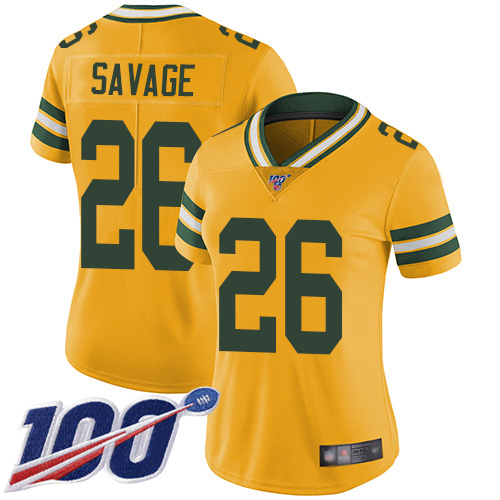 Packers #26 Darnell Savage Yellow Women's Stitched Football Limited Rush 100th Season Jersey Packers #26 Darnell Savage Yellow Women's Stitched Football Limited Rush 100th Season Jersey