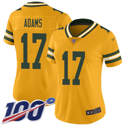 Packers #17 Davante Adams Gold Women's Stitched Football Limited Inverted Legend 100th Season Jersey Packers #17 Davante Adams Gold Women's Stitched Football Limited Inverted Legend 100th Season Jersey