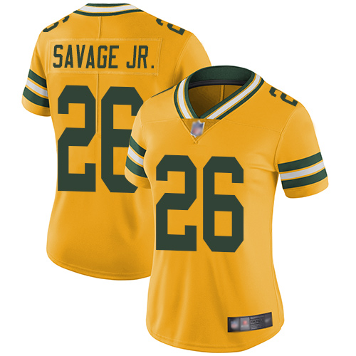 Packers #26 Darnell Savage Jr. Yellow Women's Stitched Football Limited Rush Jersey Packers #26 Darnell Savage Jr. Yellow Women's Stitched Football Limited Rush Jersey