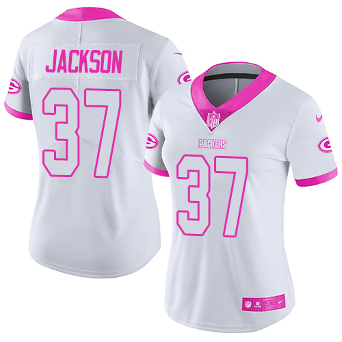 Nike Packers #37 Josh Jackson White Pink Women's Stitched NFL Limited Rush Fashion Jersey Nike Packers #37 Josh Jackson White Pink Women's Stitched NFL Limited Rush Fashion Jersey
