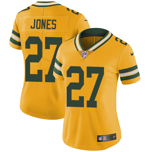 Nike Packers #27 Josh Jones Yellow Women's Stitched NFL Limited Rush Jersey Nike Packers #27 Josh Jones Yellow Women's Stitched NFL Limited Rush Jersey