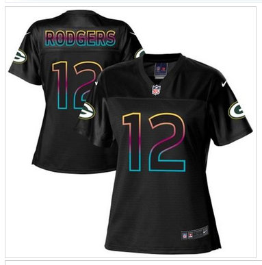 Women's NFL New Packers #12 Aaron Rodgers Black Fashion Game Jersey Women's NFL New Packers #12 Aaron Rodgers Black Fashion Game Jersey