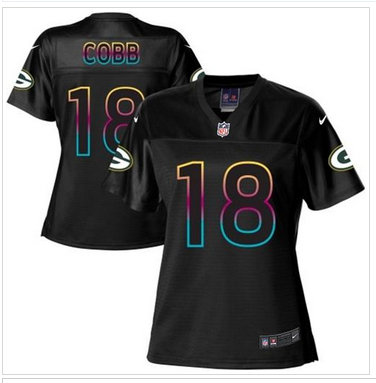 Women's NFL New Packers #18 Randall Cobb Black Fashion Game Jersey