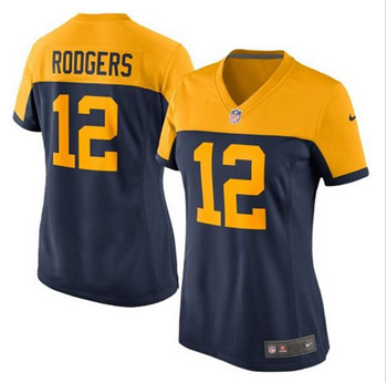 Women New Green Bay Packers #12 Aaron Rodgers Navy Blue Alternate Stitched NFL New Elite Jersey Women New Green Bay Packers #12 Aaron Rodgers Navy Blue Alternate Stitched NFL New Elite Jersey