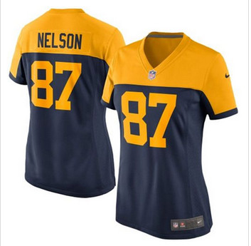 Women New Green Bay Packers #87 Jordy Nelson Navy Blue Alternate Stitched NFL New Elite Jersey Women New Green Bay Packers #87 Jordy Nelson Navy Blue Alternate Stitched NFL New Elite Jersey