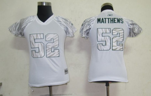 Reebok NFL Green Bay Packers 52 matthews White Women Zebra Field Flirt Fashion Jersey