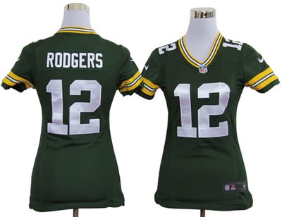 Womens Nike Green Bay Packers 12 Rodgers Green Nike NFL Jerseys