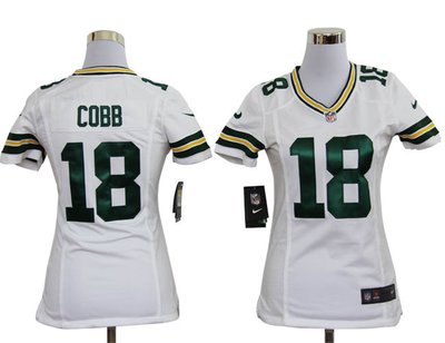 Women Nike Green Bay Packers 18 Randall Cobb White Jerseys