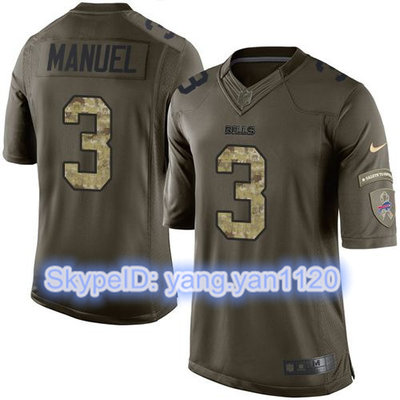 Nike Bills #3 E. J. Manuel Green Youth Stitched NFL Limited Salute to Service Jersey