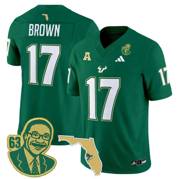 Men's South Florida Bulls #17 Byrum Brown Green F.U.S.E. Stitched Jersey Men's South Florida Bulls #17 Byrum Brown Green F.U.S.E. Stitched Jersey