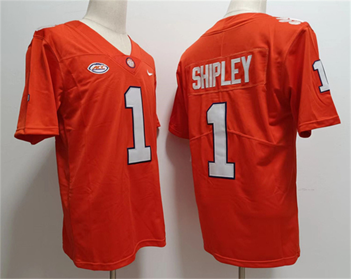 Men's Clemson Tigers #1 Will Shipley Orange Stitched Football Jersey Men's Clemson Tigers #1 Will Shipley Orange Stitched Football Jersey
