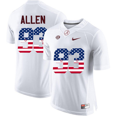 Alabama Crimson Tide 93 Jonathan Allen White USA Flag College Limited Jersey