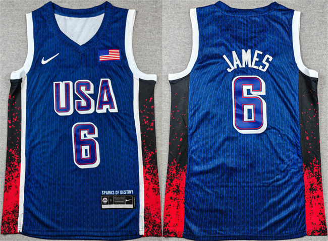 Men's USA Basketball #6 LeBron James Navy 2024 Olympics Stitched Jersey Men's USA Basketball #6 LeBron James Navy 2024 Olympics Stitched Jersey