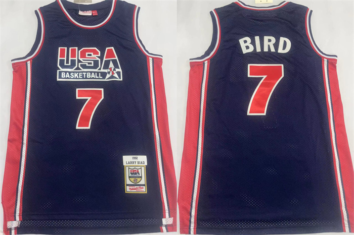 Men's USA Basketball #7 Larry Bird 1992 Navy Throwback Stitched Jersey Men's USA Basketball #7 Larry Bird 1992 Navy Throwback Stitched Jersey
