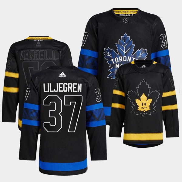 Men's Toronto Maple Leafs Black #37 Timothy Liljegren Alternate Premier Breakaway Reversible Stitched Jersey Men's Toronto Maple Leafs Black #37 Timothy Liljegren Alternate Premier Breakaway Reversible Stitched Jersey