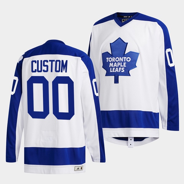 Men's Toronto Maple Leafs Custom White Classics Primary Logo Stitched Jersey Men's Toronto Maple Leafs Custom White Classics Primary Logo Stitched Jersey
