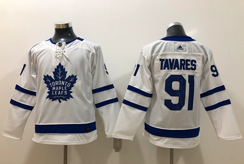 Adidas Maple Leafs #91 John Tavares White Road Authentic Stitched Youth NHL Jersey Adidas Maple Leafs #91 John Tavares White Road Authentic Stitched Youth NHL Jersey