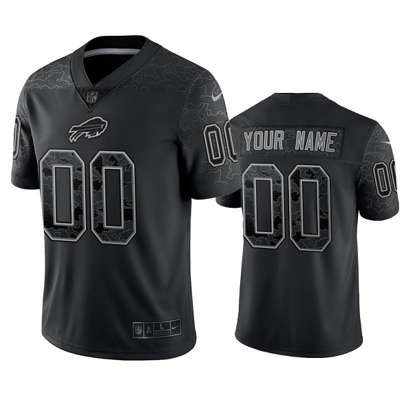Men's Custom Buffalo Bills Black Reflective Limited Stitched Football Jersey Men's Custom Buffalo Bills Black Reflective Limited Stitched Football Jersey