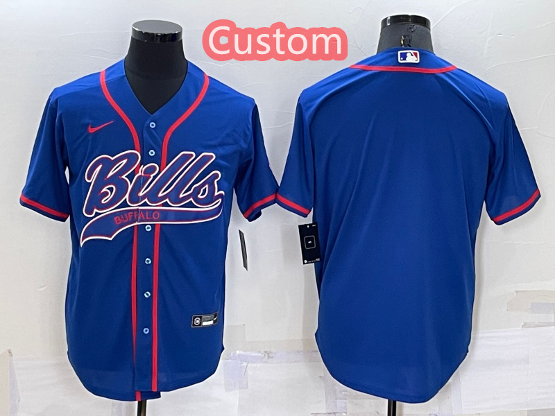 Custom Men's Buffalo Bills Royal Cool Base Stitched Baseball Jersey Custom Men's Buffalo Bills Royal Cool Base Stitched Baseball Jersey