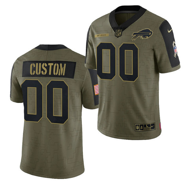 Men's Buffalo Bills ACTIVE PLAYER Custom 2021 Olive Salute To Service Limited Men's Buffalo Bills ACTIVE PLAYER Custom 2021 Olive Salute To Service Limited
