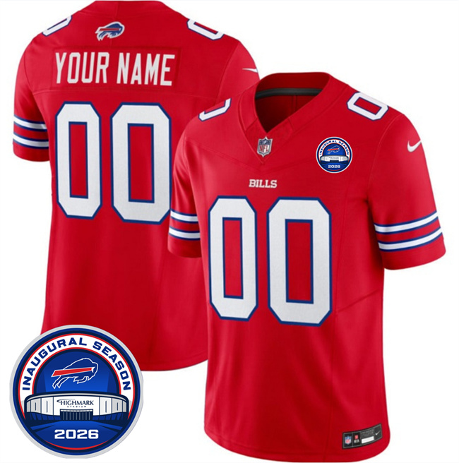 Men's Buffalo Bills Active Player Custom Red F.U.S.E. 2026 Inaugural Season at Highmark Stadium Stitched Football Jersey Men's Buffalo Bills Active Player Custom Red F.U.S.E. 2026 Inaugural Season at Highmark Stadium Stitched Football Jersey