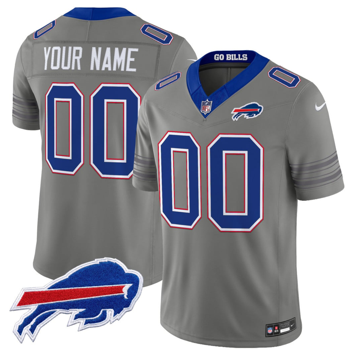 Men's Buffalo Bills Active Player Custom Gray F.U.S.E. 2026 Nickel City Vapor Stitched Football Jersey
