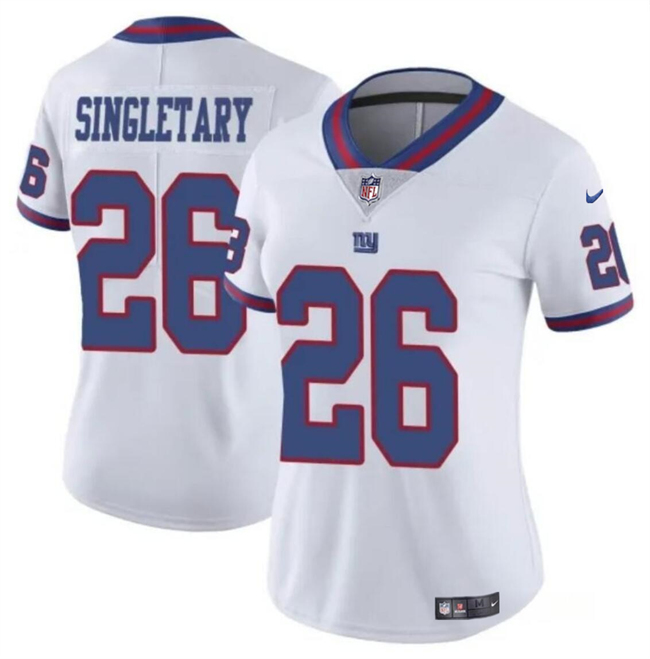 Women's New York Giants #26 Devin Singletary White Color Rush Stitched Jersey(Run Small) Women's New York Giants #26 Devin Singletary White Color Rush Stitched Jersey(Run Small)