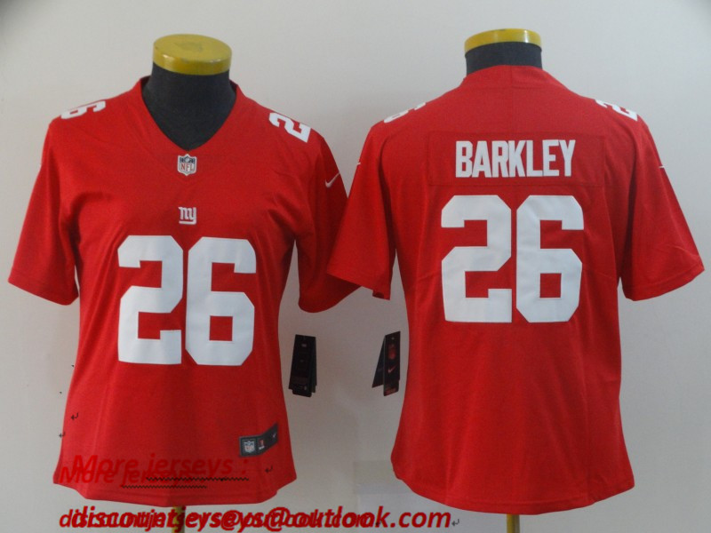Women Nike Giants 26 Saquon Barkley Red Women Inverted Legend Limited Jersey