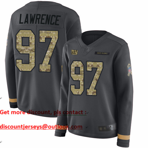 Giants #97 Dexter Lawrence Anthracite Salute to Service Women's Stitched Football Limited Therma Long Sleeve Jersey