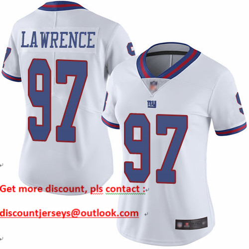 Giants #97 Dexter Lawrence White Women's Stitched Football Limited Rush Jersey