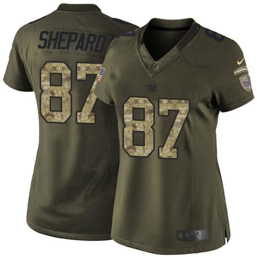 Nike Giants #87 Sterling Shepard Green Women's Stitched NFL Limited Salute to Service Jersey