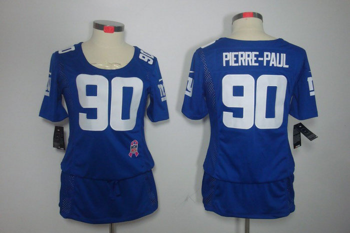 Womens NEW New York Giants 90 Pierre-Paul breast Cancer Awareness Blue Jerseys Womens NEW New York Giants 90 Pierre-Paul breast Cancer Awareness Blue Jerseys